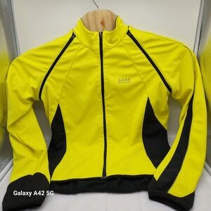 Gore Bike Wear Windstopper Soft Shell Cycling Jacket Neon Yellow Black Mens XL